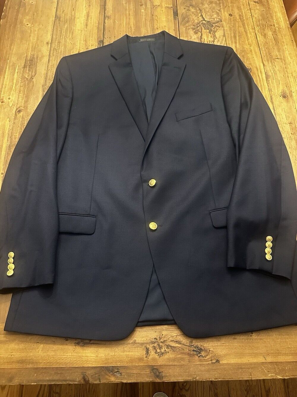Lauren Ralph Lauren Navy 100% Wool Sport Coat Blazer Gold Buttons Size 48L